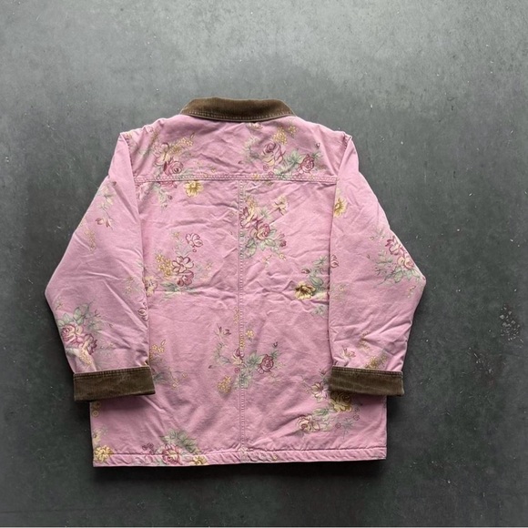 L.L. Bean Vintage Women's LL Bean Floral Barn Chore Coat Pink Petite Large - Picture 4 of 9